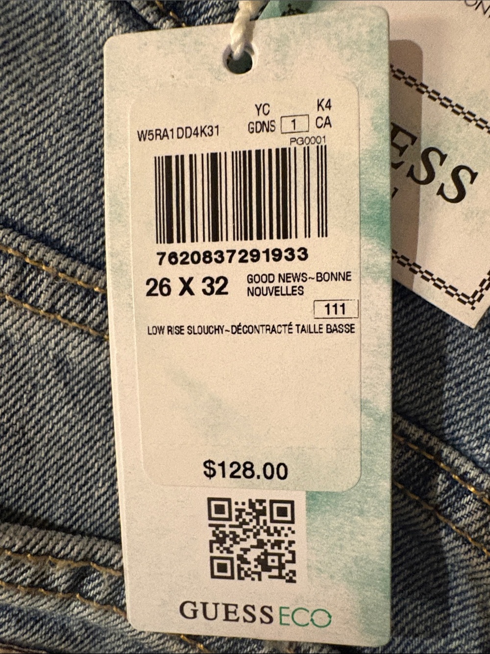 Guess Men's Relaxed Low-Rise Jeans - Light Blue Denim